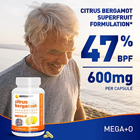 Citrus Bergamot Superfruit – Suplemento de 180 Cápsulas, 1200mg por Porção – 3 Meses – 80% Polifenóis – Fabricado nos EUA - BergaMet