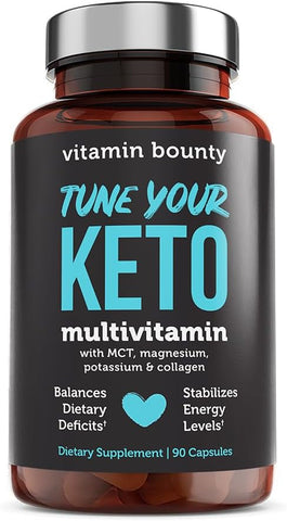 Tune Your Keto Multivitamin – Suporte Nutricional Específico para Keto com Magnésio, Potássio e MCT para Energia, Alívio de Cãibras e Otimização de Nutrientes – 90 Cápsulas - Vitamin Bounty