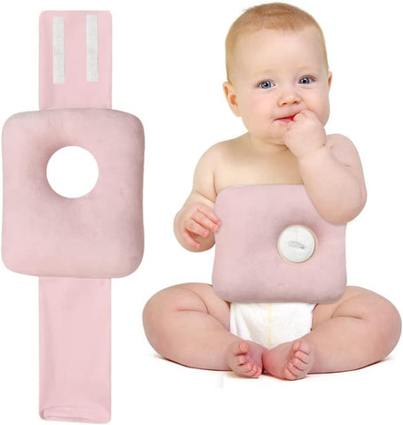 POWYS - Almofada de Tummy Time para G Tube – Cinto de Alimentação com Fecho Ajustável – Apoio para Bebês com Furo – Proteção para Crianças