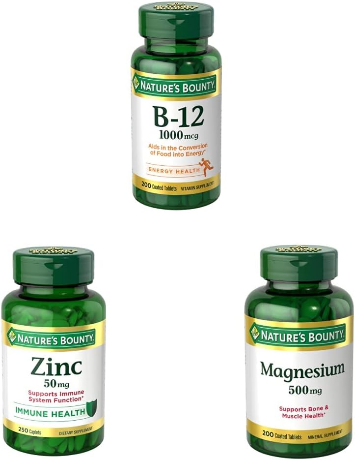 Nature's Bounty - Nature’s Bounty Vitamina B12, Magnésio – Benefícios para a Saúde e Energia | 60 cápsulas | Marca Nature’s Bounty
