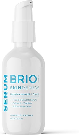 Skin Serum: Serum Mineral de Ácido Hipocloroso, Suaviza Linhas Finas, Rosto Pescoço Peito, Corretor de Manchas, Alivia Pele Seca e Vermelha, 60 ml - BRIOTECH