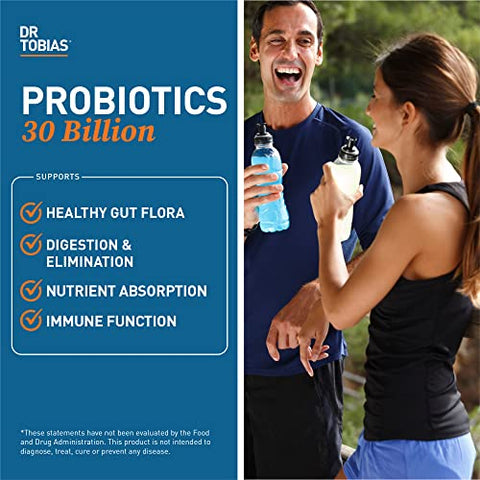 Probióticos 30 Bilhões, 10 Cepas, 30 Bilhões UFC’s, Liberação Direcionada para Saúde Digestiva, Probióticos Estáveis para Mulheres - Dr. Tobias