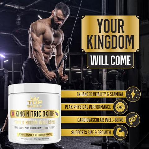 Join Top Shelf Grind - Suplemento de Óxido Nítrico para Homens 6 em 1, Alpha Fluxo Sanguíneo, Impulsionador de Resistência, Força, Energia, Resistência | 120 Cápsulas