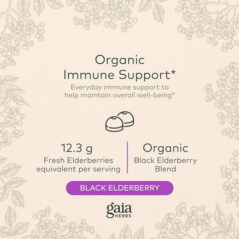 Black Elderberry Gummies Extra Forte – Delicioso Suporte Imunológico – Feito com Certificado Orgânico de Sambucus Nigra – Sistema Imunológico – 60 gummies - Gaia Herbs