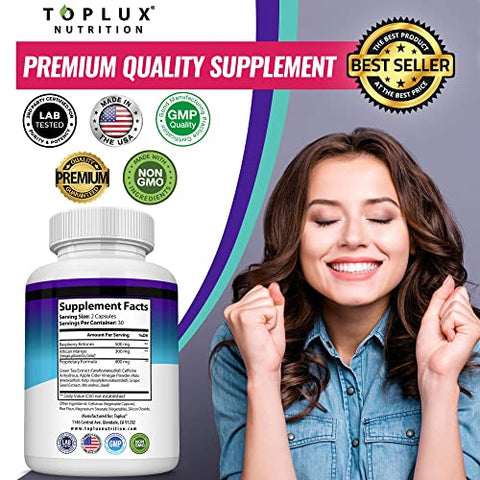 Toplux - Keto Burn Pills Ketosis – 1200 Mg Ultra Avançado Natural Cetogênico Usando Dieta de Cetona Suporte Energia Foco Homens Mulheres 60 Cápsulas