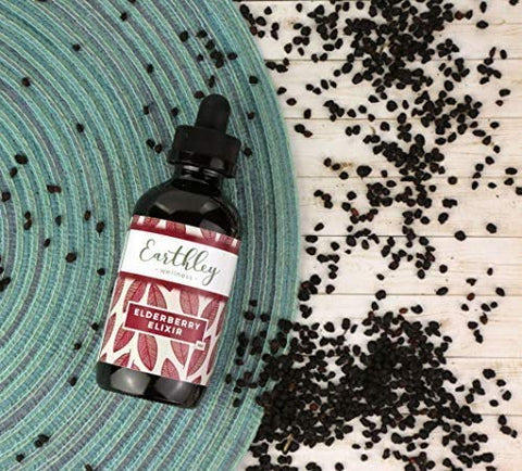 Earthley Wellness - Earthley Extrato Herbal de Sabugueiro, Feito com Ingredientes 100% Orgânicos, Fórmula Concentrada, Ervas de Suporte, Livre de Glúten, Livre de Soja, Livre de Milho, Sem Açúcares ou Corantes Adicionados (120ml, G)