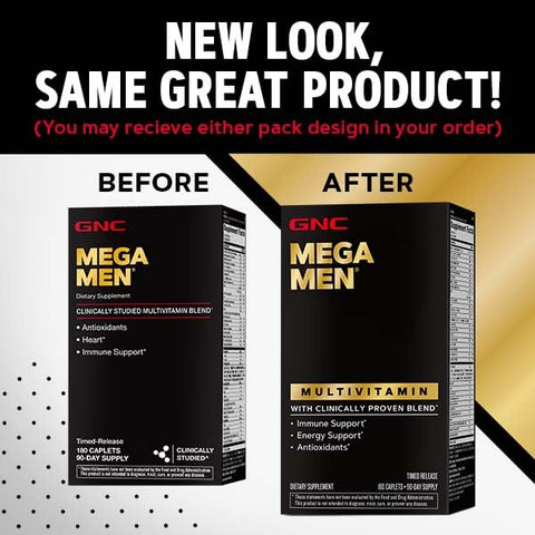 Mega Men Multivitamínico | Antioxidantes, Saúde do Coração e Suporte Imunológico | 180 Comprimidos - GNC