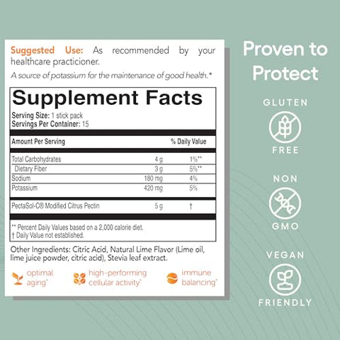EcoNugenics - PectaSol Modified Citrus Pectin – 15 Sachês de 5g de Limão – Suplemento para Saúde Total do Corpo, Apoio ao Coração, Sistema Imunológico e Resposta Inflamatória