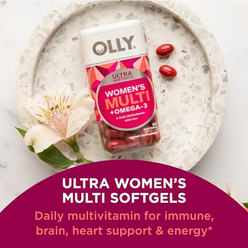 Ultra Softgels Mulheres, Saúde Geral e Suporte Imunológico, Ômega-3, Ferro – 60 cápsulas - OLLY