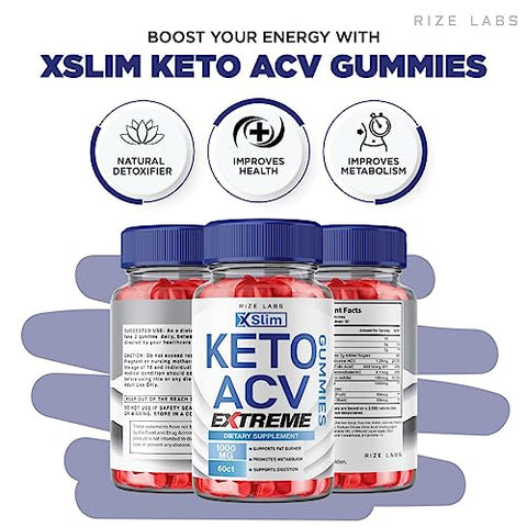 rize labs - XSlim Keto Gummies – Gomitas Avançadas de Perda de Peso XSlim Keto com Vinagre de Maçã – Força Extra para Gordura Abdominal (60 Gummies)