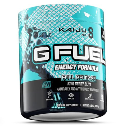 Kiwi Berry Watermelon: Pó Energético Completo, Sem Açúcar, Foco com Cafeína Limpa, Mistura para Água, Aminoácidos de Foco, Vitaminas e Antioxidantes, 280g, 40 porções - G Fuel