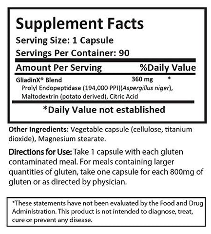 GliadinX - Digestão do Glúten, Suporte Cientificamente Comprovado para Dietas Estritamente Livres de Glúten para Doença Celíaca e Intolerância ao Glúten, Suplementos Seguros para Celíacos – 90 Cápsulas