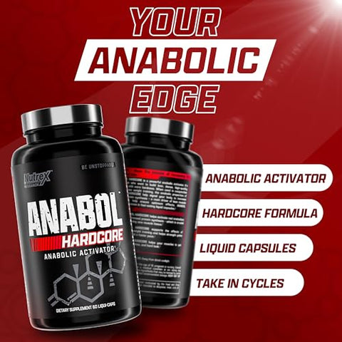 Anabol Hardcore – Ativador Anabólico, Construtor Muscular e Agente de Fortalecimento – 60 Cápsulas - Nutrex Research