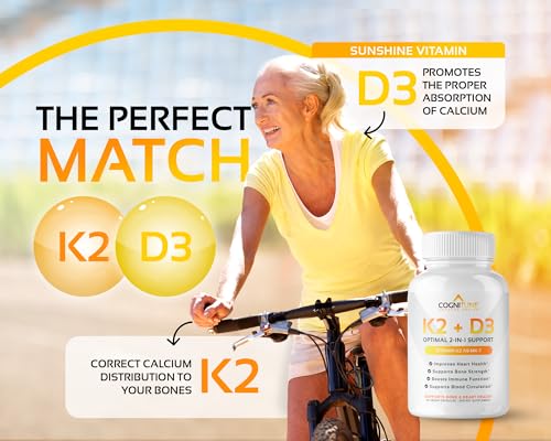 CogniTune - Vitamina D3 5000 UI com Vitamina K2 (MK7) – Imunidade e Saúde do Coração – Marca Premium