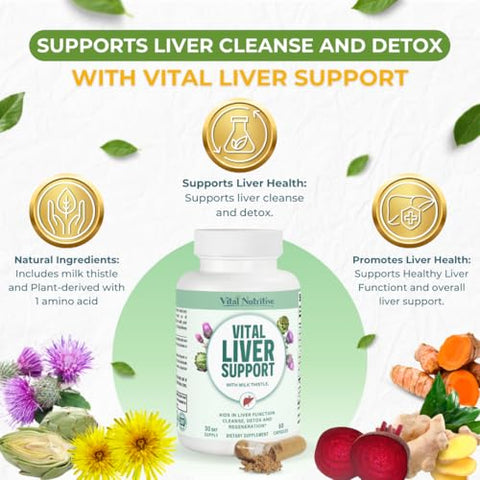 VITAL NUTRITIVE - Vital Liver Support – Limpeza Premium do Fígado para Desintoxicação – Marca Vital