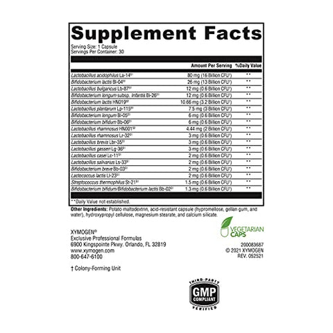 ProbioMax Complete DF – Suplemento Probiótico de 45 Bilhões de UFC – Alta Dose, Multi-Cepas, Livre de Laticínios com Lactobacillus acidophilus Bifidobacterium lactis – Marca XYMOGEN - XYMOGEN