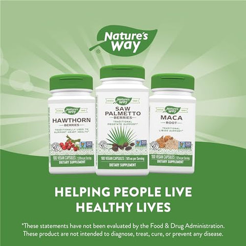 Nature's Way - Nature’s Way Saw Palmetto Berries: Suporte Tradicional à Saúde da Próstata para Homens, 585mg, 180 Cápsulas