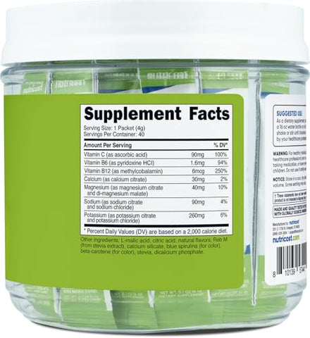 Complexo de Eletrólitos, Sabor Maçã Verde, 40 Stickpacks – Complexo Avançado de Hidratação - Nutricost