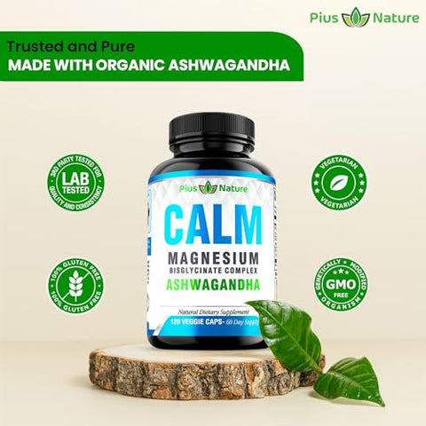 PIUS NATURE - Calm – Magnésio Glicinato com Extrato de Raiz de Ashwagandha | 100g