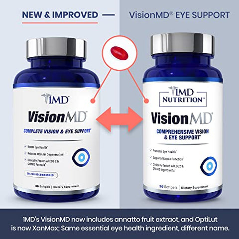 VisionMD Eye Vitamin CARMIS – com OptiLut Luteína | Fórmula Avançada para a Saúde dos Olhos | 60 Cápsulas - 1MD Nutrition