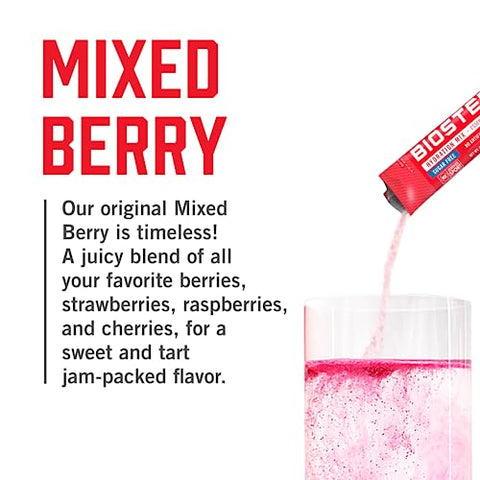 BIOSTEEL - BioSteel Hydration Mix, Sem Açúcar com Eletrólitos Essenciais, Sabor Frutas Vermelhas, 24 Pacotes Individuais