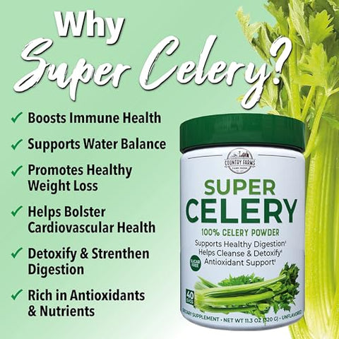 Super Celery Powder: Pó de Aipo 100% Natural, Favorece a Digestão Saudável, Auxilia na Limpeza – 100g - COUNTRY FARMS