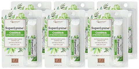 Coldstick Quantum Research Super Lysine, 0.17 oz (Pack of 6) – Alívio eficaz para lábios ressecados e feridas frias