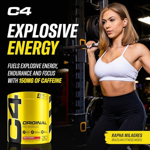 C4 Original Pré-Treino em Pó Sabor Frutas Vermelhas | Vitamina C para Suporte Imunológico | Energia Pré-Treino sem Açúcar para Homens | 30 doses - Cellucor