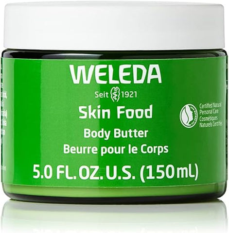 Skin Food Body Butter 150ml, Pote de Vidro Sustentável, Hidratante Rico em Plantas com Manteiga de Karité e Cacau, Óleo de Amêndoa Doce e Pensamento - Weleda