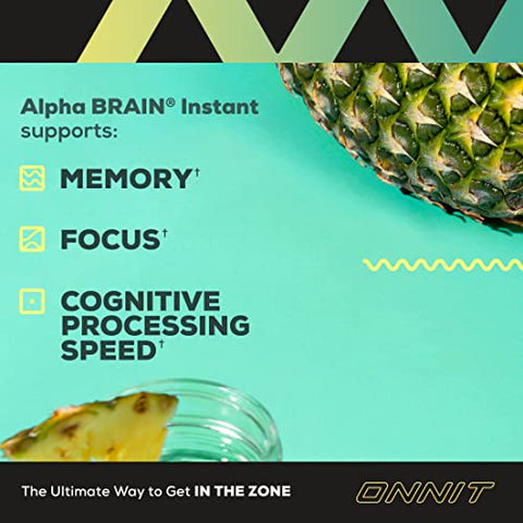 Alpha Brain Instant – Sabor Abacaxi – Suplemento para Memória e Concentração – Suporte Cerebral para Foco e Energia - ONNIT