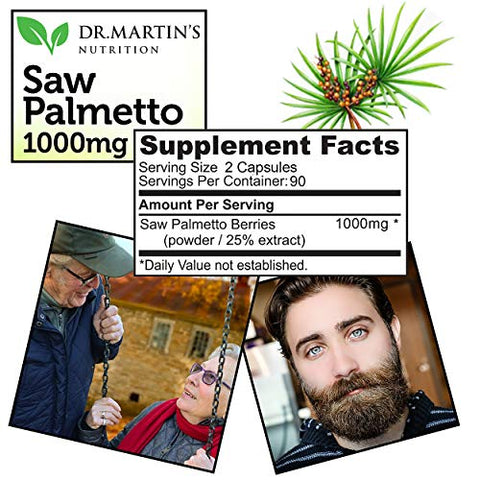 DR. MARTIN'S NUTRITION - Saw Palmetto USA Grown | 180 Cápsulas Saúde Próstata | Crescimento Capilar para Homens