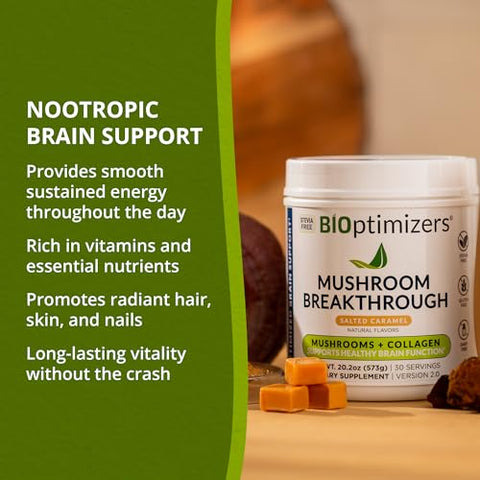 Cogumelo Inovador – Caramelo Salgado – Pó de Cogumelo e Colágeno – 100g - BiOptimizers