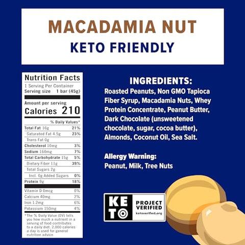 JIMMYBAR - JiMMY’S! Barra de Proteína Funcional Keto – Chocolate Macadamia Nut – 12 unidades – Baixo teor de carboidratos líquidos, Amigável ao Keto, Baixo teor de açúcar, Sem glúten, Lanche rico em proteínas