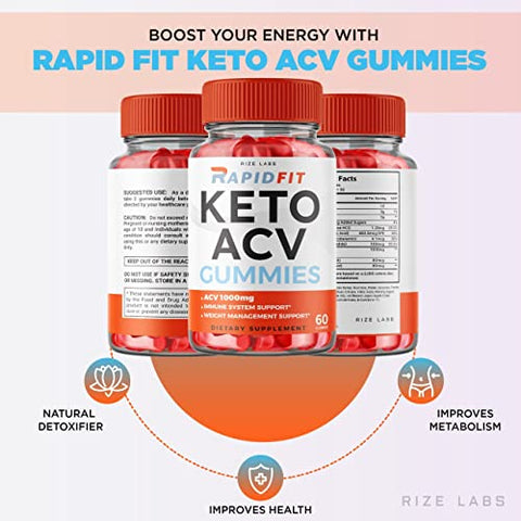 rize labs - (3 Pacotes) Gomas RapidFit Keto – Rapid Fit Keto ACV Gummies para Perda de Peso Avançada com Vinagre de Maçã – Suplemento de Gomas RapidFit Keto para Queima de Gordura Abdominal Extra Forte – Gomitas de Alta Potência