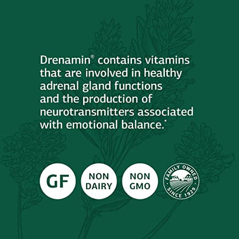 Standard Process Inc. - Standard Process Drenamin – Antioxidante de Alimentos Integrais, Suporte Adrenal e Suporte Imunológico com Shitake, Alfafa, Farelo de Arroz, Riboflavina, Lactato de Cálcio, Colina – 90 Comprimidos