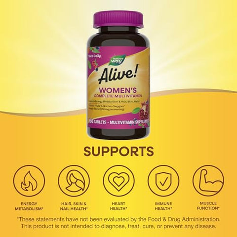 Nature's Way - Nature’s Way Alive! Multivitamínico Completo Diário para Mulheres, Suporta Metabolismo Energético, Cabelo, Pele