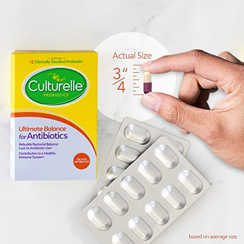 Probióticos Ultimate Balance – 20 Cápsulas – Restaura Bactérias Benéficas Perdidas Durante o Uso de Antibióticos - Culturelle