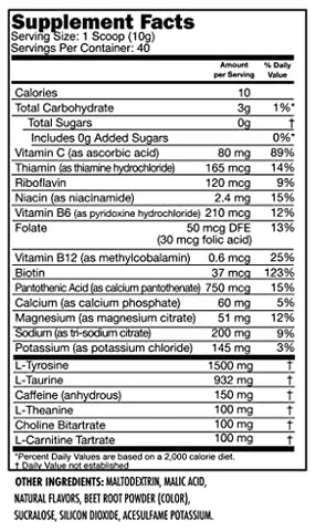 Energy Drink em Pó | Sabor Cereja Explosiva | Sem Açúcar. Sem Ingredientes Nocivos. Apenas Cafeína Natural, Nootrópicos para Foco | 40 Porções - SNEAK