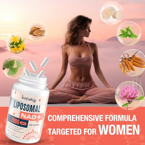 IcarusIvy - 2000MG Liposomal NAD para Mulheres – Suplemento NAD com Ashwagandha, Maca e Black Cohosh | Marca em Destaque