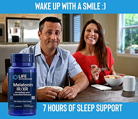 Melatonina IR/XR, 120 Cápsulas (Pacote com 2) – Imediata | Comprimidos para Dormir | Saúde e Bem-Estar - Life Extension
