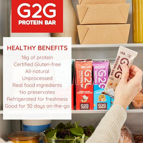 Barra de Proteína G2G, Amêndoa Mocha, Ingredientes Naturais, Refrigerada para Frescor, Lanche Saudável, Substituto de Refeição Delicioso, Sem Glúten, 8 Unidades (Embalagem com 8)