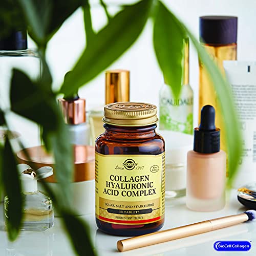 SOLGAR - Solgar Colágeno Ácido Hialurônico Complexo, 30 Comprimidos – Colágeno Hidrolisado Tipo 2 – Ajuda nas Linhas Finas