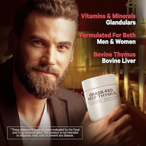 Superalimento de Timo de Gado Criado a Pasto, Liofilizado, Não Desengordurado, Timo Desidratado – 100g - Codeage