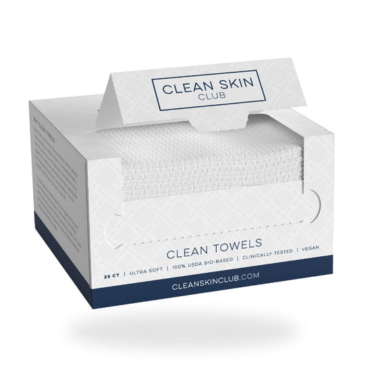 CLEAN SKIN CLUB - Toalhas Clean Skin Club, 100% Biobaseadas USDA Aprovadas por Dermatologistas, Toalhas Faciais Descartáveis Testadas Clinicamente, Pano de Limpeza Facial, Lenços Secos Removedores de Maquiagem, 100g