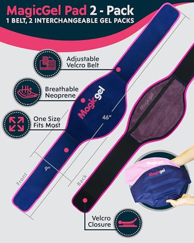 Ice Pack para Alívio da Dor nas Costas | 2 Pacotes de Envoltório para as Costas Inferiores para Terapia Quente ou Fria | Alívio para Lombar Inferior, Nervo Ciático, Disco Herniado ou Degenerativo, Cóccix - Magic Gel