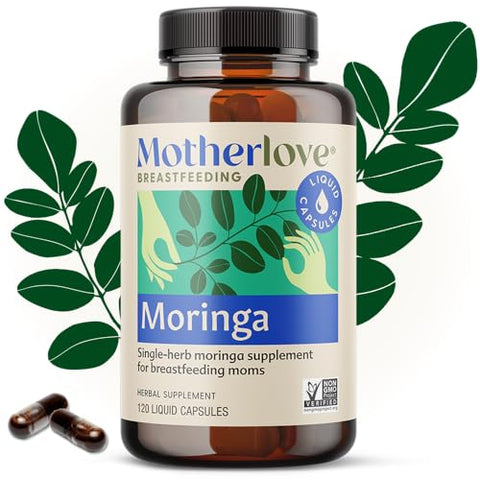Moringa – 60 Cápsulas Líquidas para Lactação, Estimula a Produção de Leite Materno – Não-OGM, Ervas Orgânicas, Vegano, Kosher - Motherlove