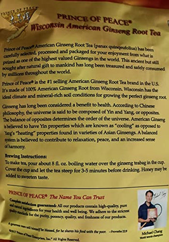 Prince Of Peace - Chá de Raiz de Ginseng Americano Wisconsin 100%% Prince of Peace, 80 Saquinhos de Chá – 80g
