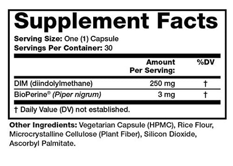 Performance DIM 250mg – Diindolilmetano 30 Cápsulas (30 Dias de Fornecimento) - Olympian Labs
