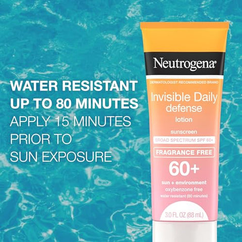 Protetor Solar Neutrogena Invisible Daily Defense FPS 60, Livre de Fragrância e Oxybenzone, 100ml
