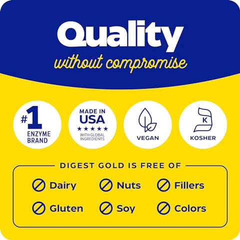 Digest Gold ATPro – Enzimas Digestivas de Máxima Potência para Alívio Instantâneo do Inchaço, 180 Cápsulas - Enzymedica